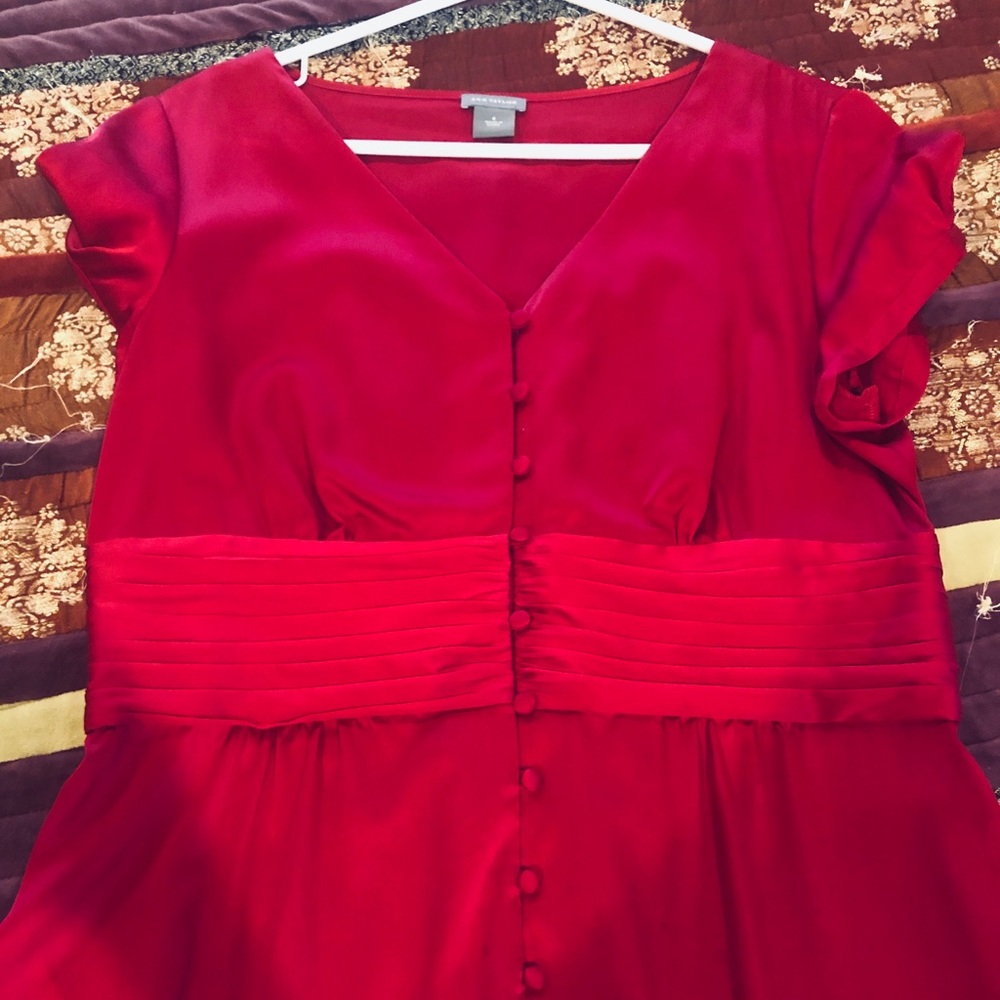 Red silk blouse